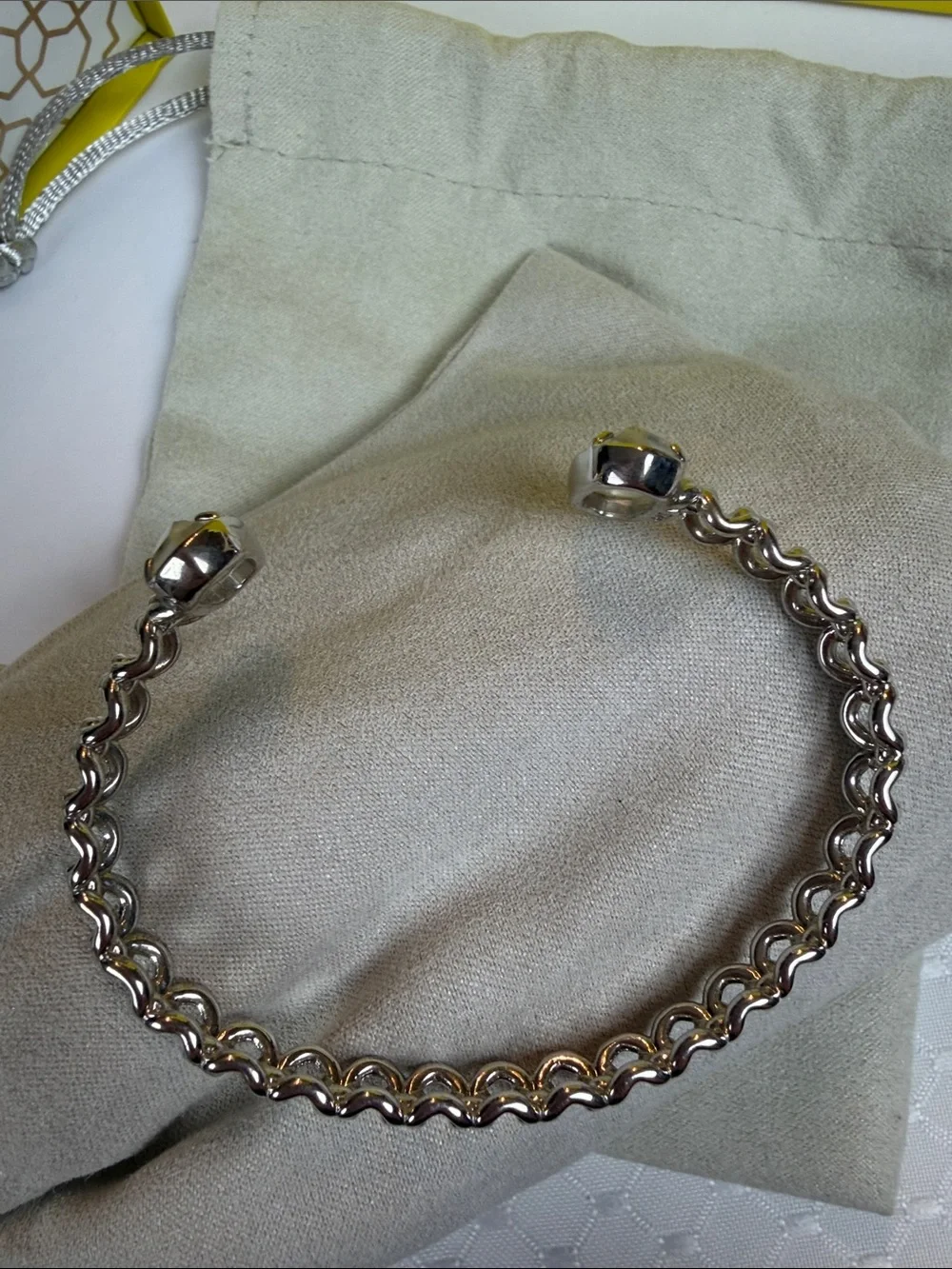 Kendra Scott Silver Open Chain Cuff with White Cabochons